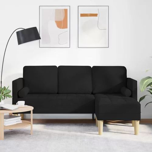 vidaXL Kanapé Szett Fekete 173 x 131 x 67 cm szövet