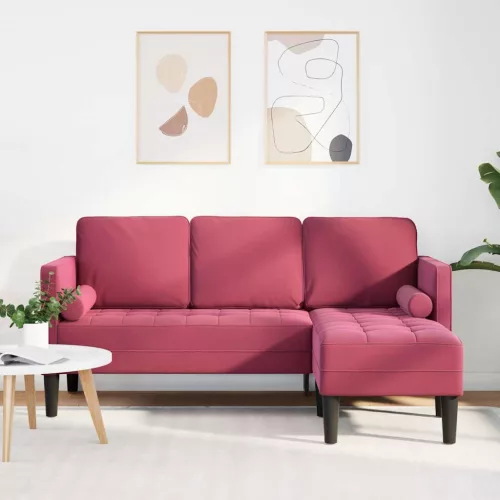 vidaXL Kanapé Szett bordó 173 x 131 x 67 cm Bársony