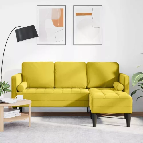 vidaXL Kanapé Szett Sárga 173 x 131 x 67 cm Bársony