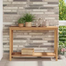   vidaXL Konzolasztal tárolóval Barna 110 x 40 x 45 cm Tömör Teakfa