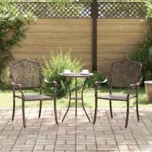 vidaXL Kerti Szék 2 pcs Bronz 55 x 56.5 x 91cm Alumínium