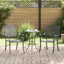 vidaXL Kerti Szék 2 pcs Fekete 55 x 56.5 x 91cm Alumínium