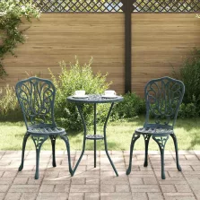 vidaXL Kert Bistro Készlet 3 pcs Zöld Alumínium