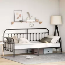 vidaXL Nappali ágykeret Fekete 90 x 190 cm Porszórt acél