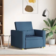   vidaXL Kihúzható kanapéágy egyszemélyes Kék 90 x 165 x 87 cm szövet