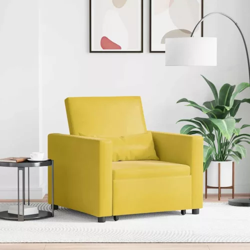 vidaXL Kihúzható kanapéágy egyszemélyes Sárga 90 x 165 x 87 cm Bársony