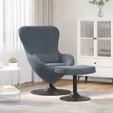   vidaXL Tojás Szék Lábtartóval Sötétszürke 63 x 73 x 90 cm Bársony