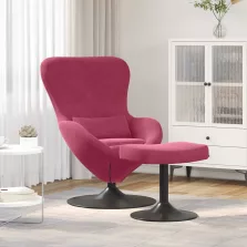 vidaXL Tojás Szék Lábtartóval Bordó Bársony