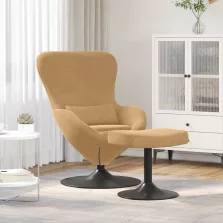 vidaXL Tojás Szék Lábtartóval Barna Bársony