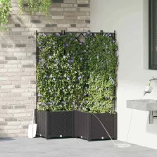 vidaXL Kerti cserép 3 pcs Fekete Acél