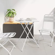 vidaXL Kerti Asztal Fehér 55 x 55 x 73 cm Porfestett acél