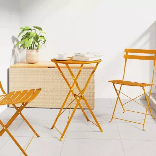 vidaXL Bisztróasztal Mustár Ø 50 x 71 cm Porfestett acél