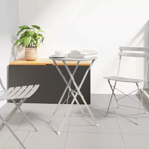 vidaXL Bisztróasztal Bézs Ø 50 x 71 cm Porfestett acél