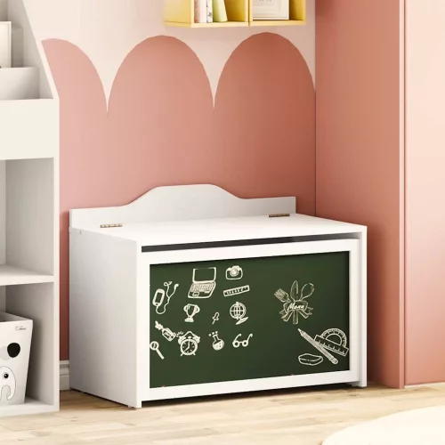 vidaXL Játék Doboz tárolóval Fehér 73 x 33 x 55 cm Faanyag