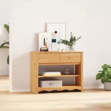   vidaXL Konzolasztal Drammen Tölgyszínű 89.5 x 37 x 73 cm Tömör fenyőfa