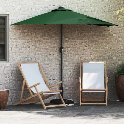 vidaXL Kerti napernyő LED -es lámpákkal Zöld 294 x 150 x 223 cm szövet
