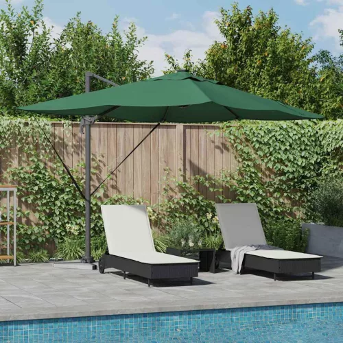 vidaXL Cantilever Roma Napernyő Zöld és Fekete 352 x 251 x 265 cm
