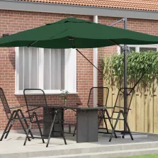   vidaXL Cantilever Roma Napernyő Zöld és Fekete 352 x 251 x 260 cm