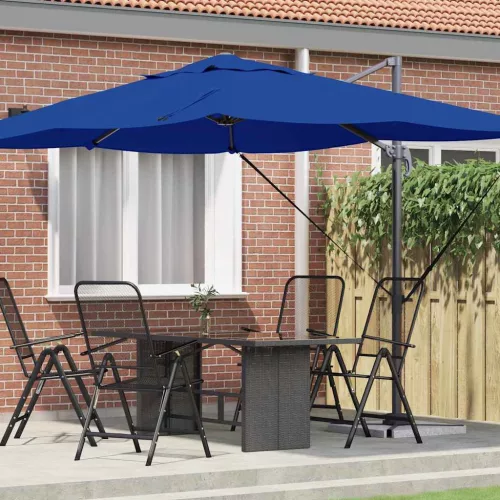 vidaXL Cantilever Roma Napernyő Kék és Fekete 352 x 251 x 260 cm