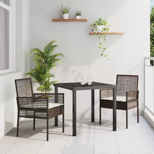 vidaXL Kerti Szék 2 pcs Barna 53 x 60 x 85cm polirattan