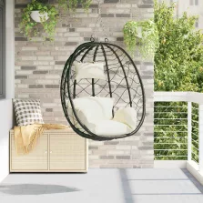   vidaXL Függő tojás szék Krémfehér 91,5 x 60 x 110 cm polirattan