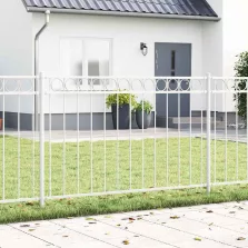 vidaXL Kerti Kerítés Fehér Acél