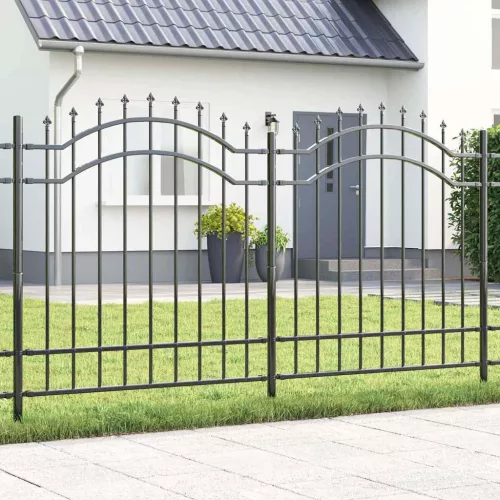 vidaXL Kerti Kerítés Szürke 215 cm Porszórt Acél