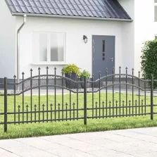 vidaXL Kertkerítés Szürke 115 cm Porszórt Acél