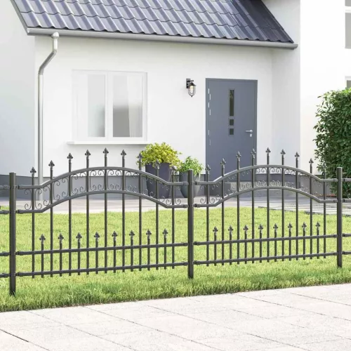 vidaXL Kertkerítés Szürke 115 cm Porszórt Acél
