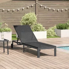   vidaXL Napozóágy 1-személy Fekete 206 x 62.5 x 74 cm polirattan