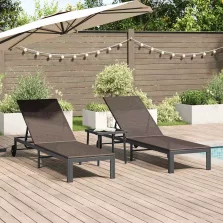 vidaXL Napozóágy 2-személy 3 pcs Barna polirattan