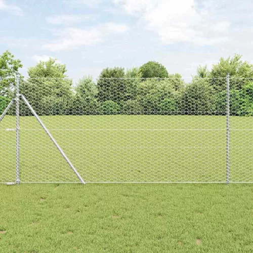 vidaXL Hexagon kerítés Ezüst 1,2 x 10 m Horganyzott acél