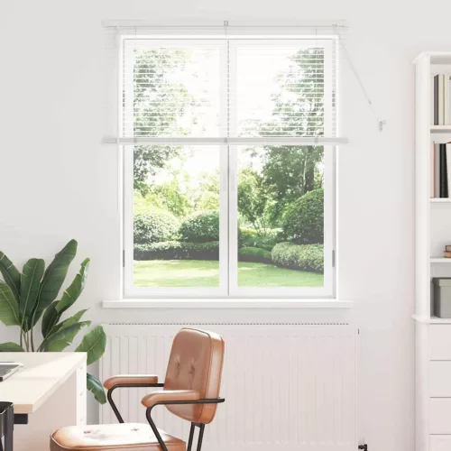 vidaXL Zsalugáter Redőnyök függönyökkel Fehér 130 x 120 cm Alumínium