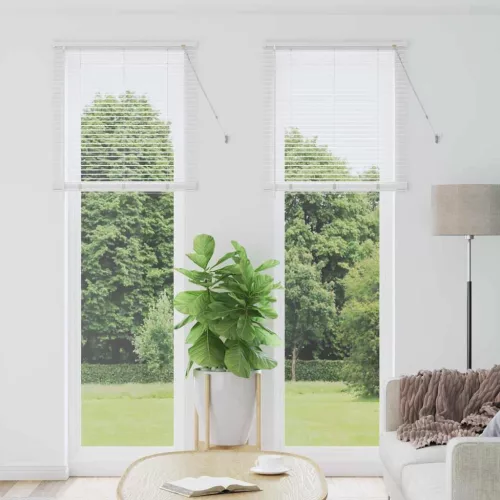 vidaXL Zsalugáter Redőnyök függönyökkel Fehér 220 x 80 cm Alumínium