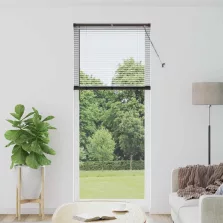   vidaXL Zsalugáter Redőnyök függönyökkel Fekete 220 x 90 cm Alumínium