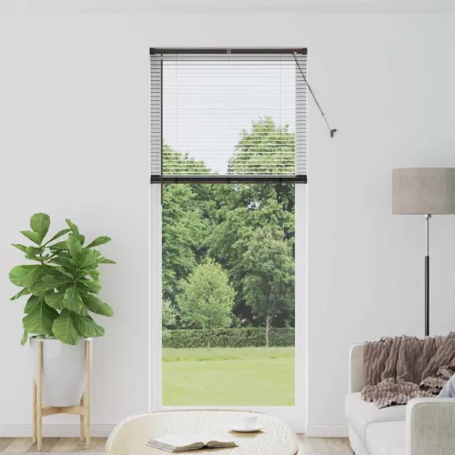 vidaXL Zsalugáter Redőnyök függönyökkel Fekete 220 x 95 cm Alumínium