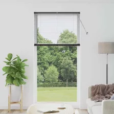   vidaXL Zsalugáter Redőnyök függönyökkel Fekete 220 x 100 cm Alumínium