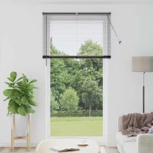   vidaXL Zsalugáter Redőnyök függönyökkel Fekete 220 x 120 cm Alumínium