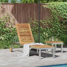   vidaXL Napozó Olaj Természetes 205 x 53 x 100 cm Tömör Akácfa