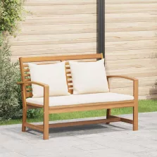   vidaXL pad párnával Barna és Krém 110 x 66 x 76 cm Tömör Teakfa