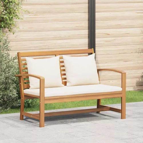 vidaXL pad párnával Barna és Krém 110 x 66 x 76 cm Tömör Teakfa