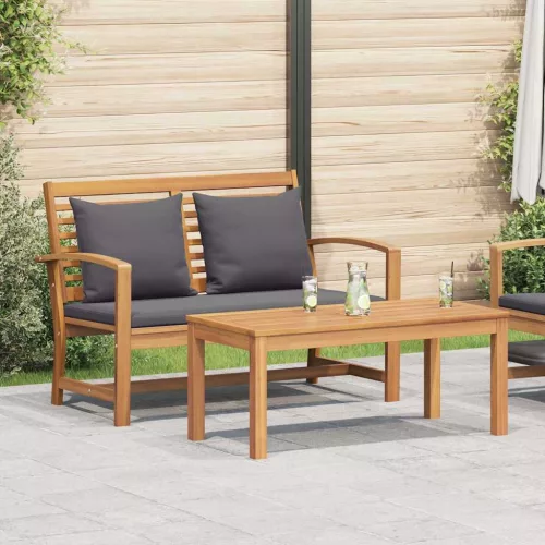 vidaXL pad párnával Barna és sötétszürke 110 x 66 x 76 cm Tömör Teakfa