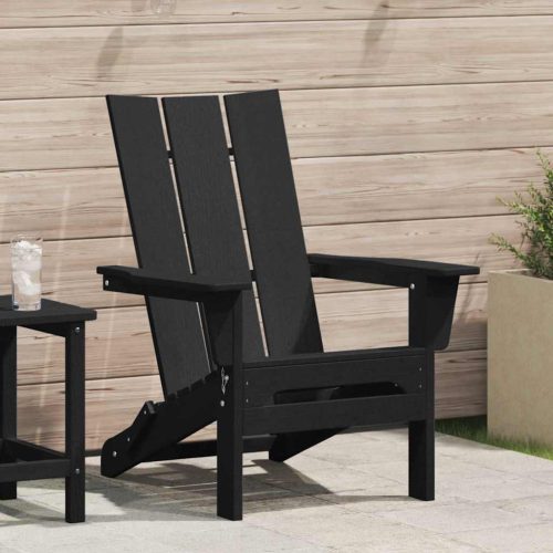 vidaXL Összecsukható Adirondack szék Fekete 80,5 x 74,5 x 92 cm HDPE