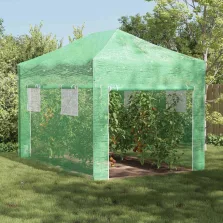 vidaXL Melegház tetővel Zöld 280 x 410 x 315 cm Acél
