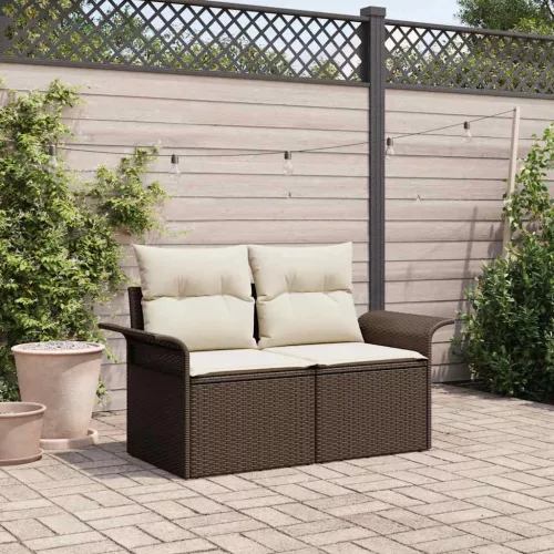 vidaXL Kerti kanapé párnával Barna 141 x 62 x 69 cm polirattan