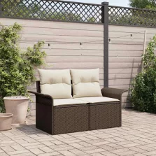   vidaXL Kerti kanapé párnával Barna 141 x 62 x 69 cm polirattan