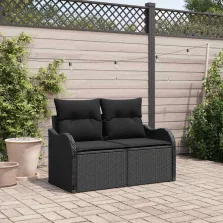 vidaXL Kerti kanapé Fekete 121 x 62 x 69cm polirattan