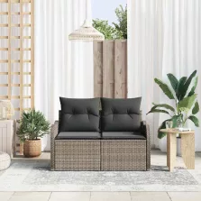 vidaXL Kerti kanapé Szürke 121 x 62 x 69cm polirattan