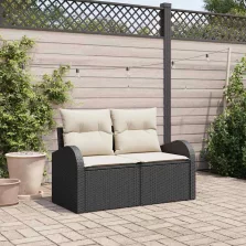 vidaXL Kerti kanapé Fekete 124 x 62 x 69 cm polirattan