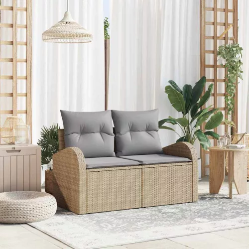 vidaXL Kerti kanapé Bézs 124 x 62 x 69 cm polirattan
